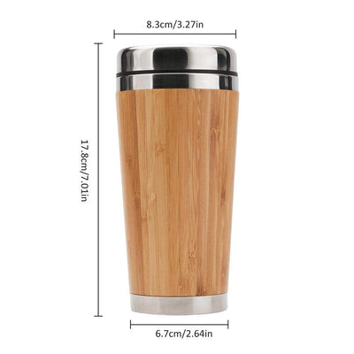 Bamboo Coffee Cup Stainless Steel Coffee Travel Mug