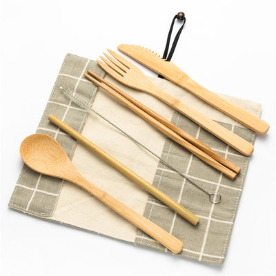 Tableware Set Bamboo Cutlery Set Wood Straw