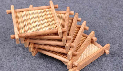 Natural 6pc 100% Bamboo Wood Trays
