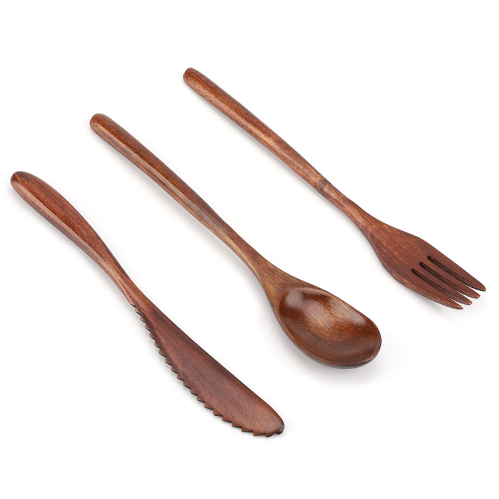 Elegant Retro Wooden Bamboo Cutlery
