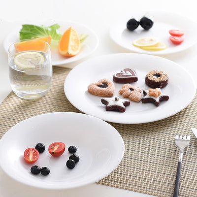 White Round Dinnerware Set Glass Eco Friendly