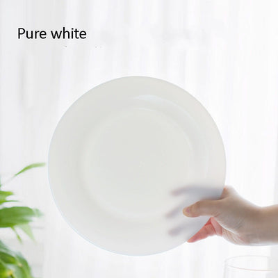 White Round Dinnerware Set Glass Eco Friendly