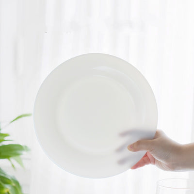 White Round Dinnerware Set Glass Eco Friendly
