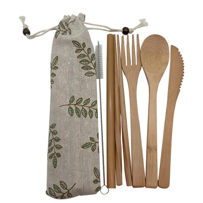 Bamboo Cutlery Set Travel Utensils Biodegradable