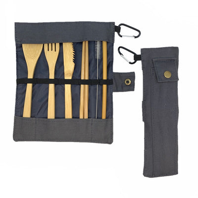 Bamboo Cutlery Set with Carrying Case