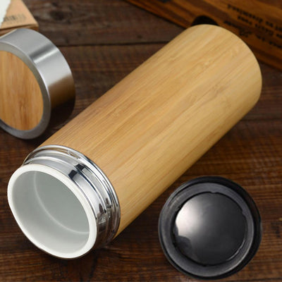 Bamboo Thermos Cup Ceramic Bottle Vacuum Flasks