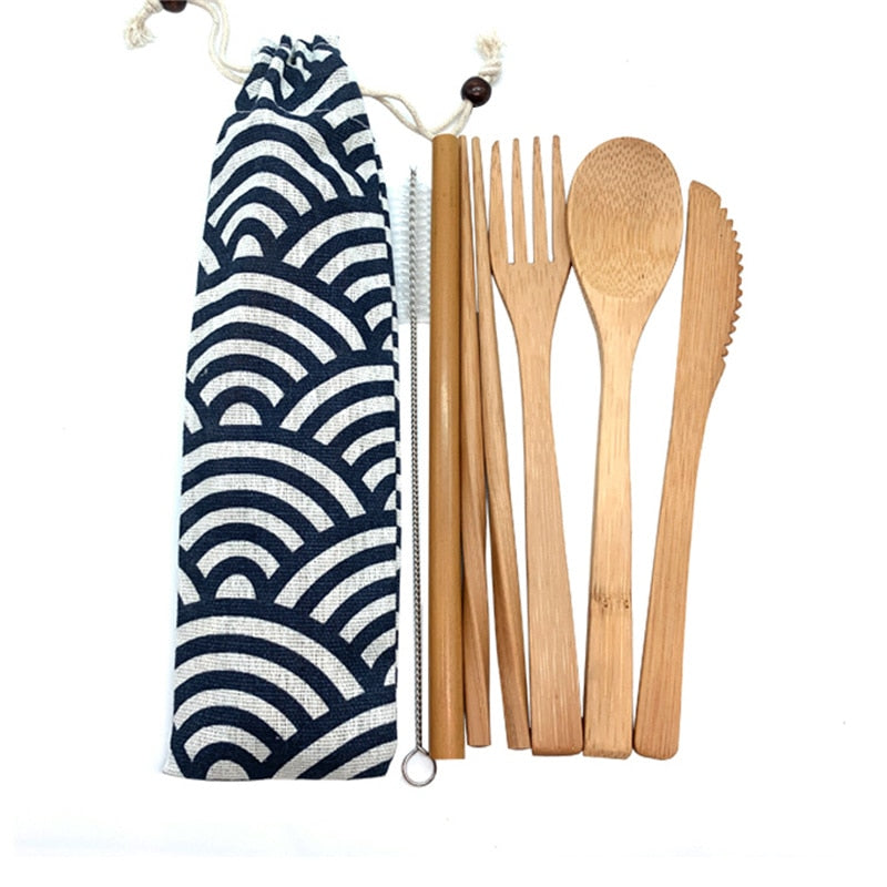 Bamboo Cutlery Set Travel Utensils Biodegradable