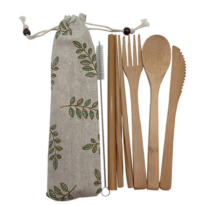 Bamboo Cutlery Set Travel Utensils Biodegradable