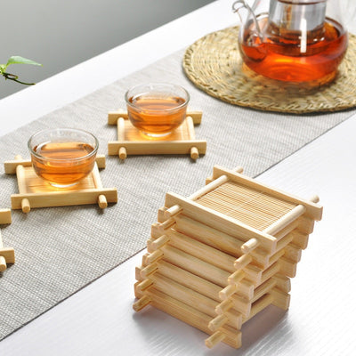 Natural 6pc 100% Bamboo Wood Trays