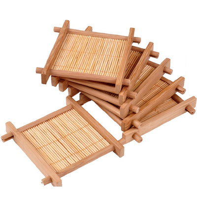 Natural 6pc 100% Bamboo Wood Trays