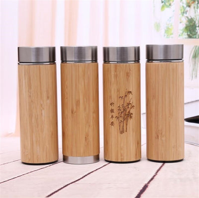 Natural Bamboo Tumbler 350ml 450ml Stainless Steel