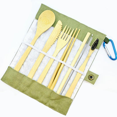 Bamboo Cutlery Set with Carrying Case