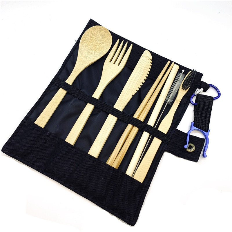 Bamboo Cutlery Set with Carrying Case
